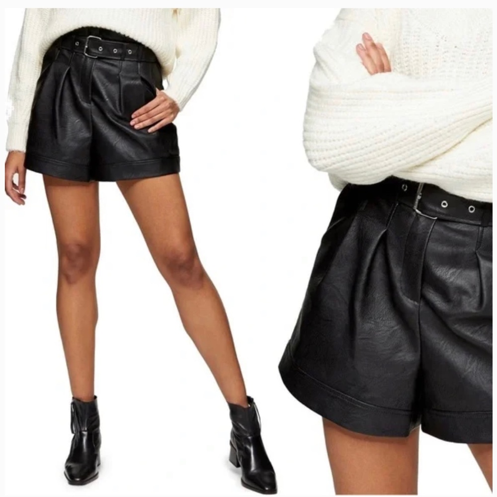 Topshop Faux Leather Shorts